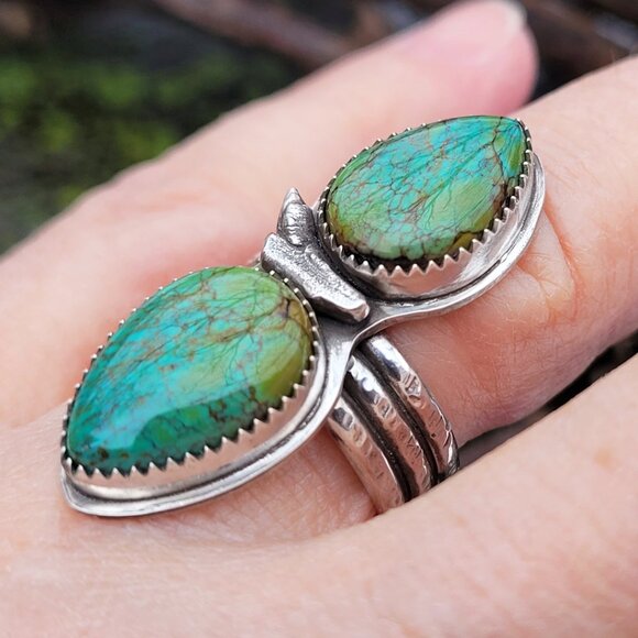 Handmade Artisan .925 Sterling Silver Turquoise Ring - Picture 5 of 6